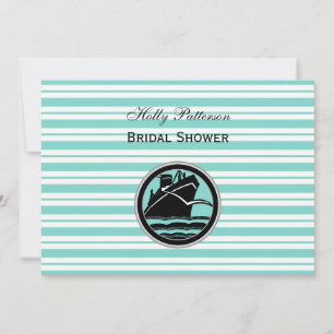 Invitación Regalo de ducha de novia H franja blanca azul Lt b