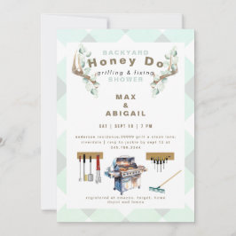 Invitación Regalo de ducha de Sage para parrillada y arreglo
