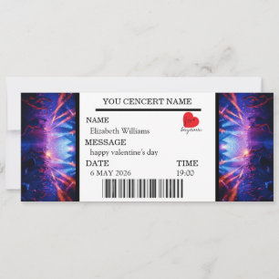 Invitación Regalo de entrada de concierto personalizado para 