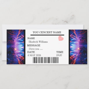 Invitación Regalo de entrada de concierto personalizado para 
