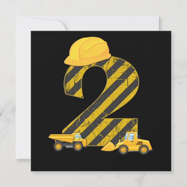 Invitación Regalo de excavadora para el segundo cumpleaños de (Anverso)
