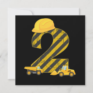 Invitación Regalo de excavadora para el segundo cumpleaños de