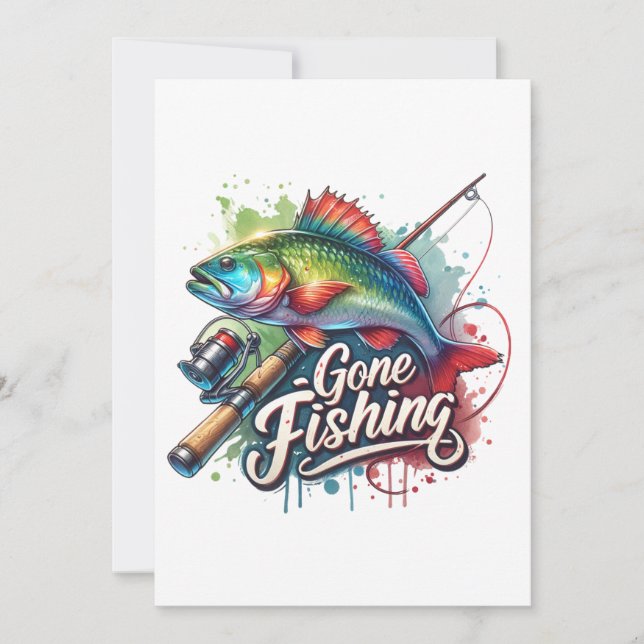 Invitación Regalo de Fisher Fuera de pesca (Anverso)