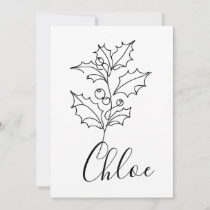 Invitación Regalo de Flor de Cumpleaños de Acebo de Diciembre