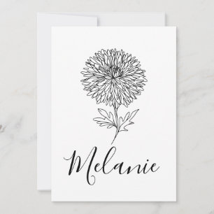 Invitación Regalo de Flor de Cumpleaños de Aster de Septiembr