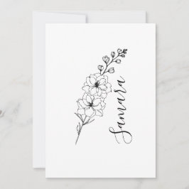 Invitación Regalo de flor de nacimiento de Delphinium de juli