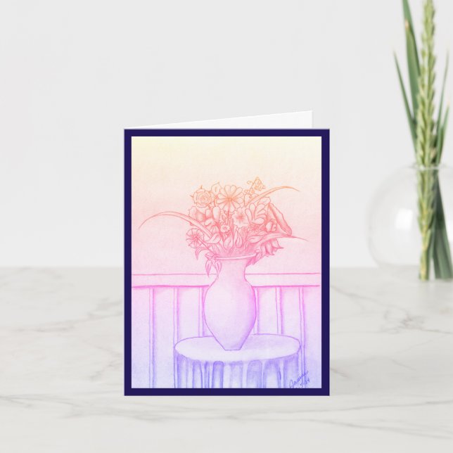 Invitación Regalo de flores - Azul (Anverso)