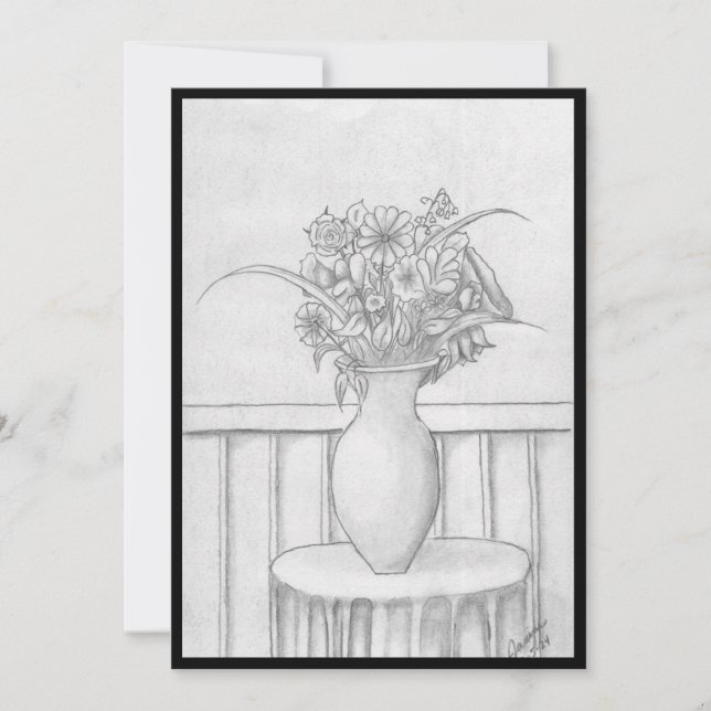 Invitación Regalo de flores - negro (Anverso)