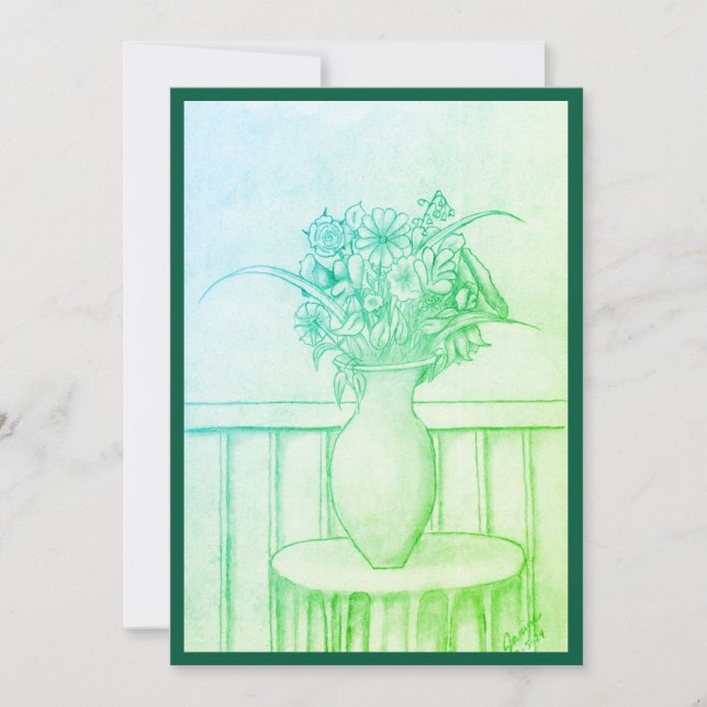 Invitación Regalo de flores - Verde (Anverso)