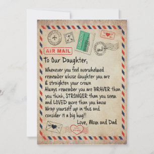 Invitación Regalo de Hija   A Nuestras Hija Amor De Mamá Papá