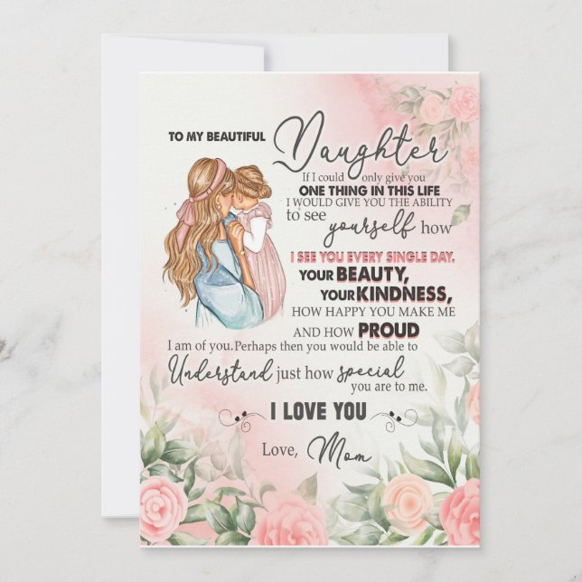 Invitación Regalo de Hija | Carta a Mi Hija de Mamá (Anverso)