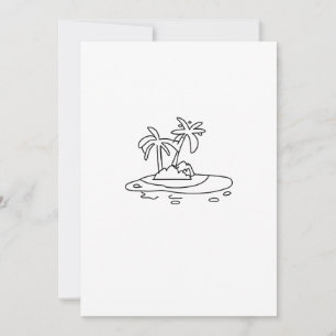 Invitación regalo de Isla del Paraíso, dibujo lineal