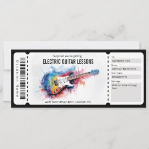 Invitación Regalo de lecciones de guitarra eléctrica sorpresa