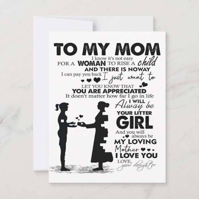 Invitación Regalo de Moda | Carta a mi Mamá | (Anverso)