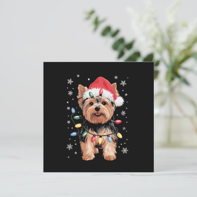 Invitación Regalo de Navidad de Yorkie Perro de Navidad Largo (Anverso de pie)