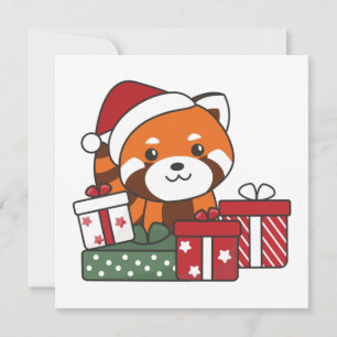 Invitación Regalo de Navidad del Panda Rojo Invierno Pandas R