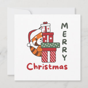 Invitación Regalo de Navidad del Panda Rojo Invierno Pandas R