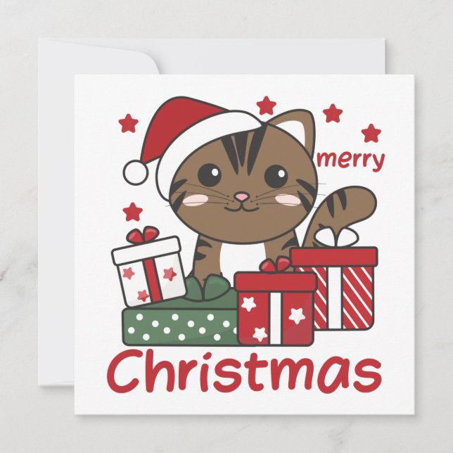 Invitación Regalo de Navidad para Gatos Animales de Invierno  (Anverso)