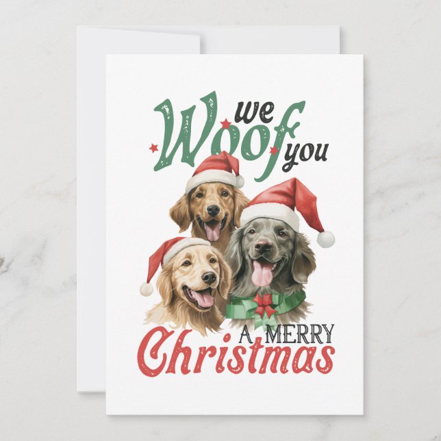 Invitación Regalo de Navidad Woof Merry Christmas (Anverso)