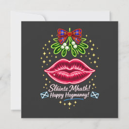 Invitación Regalo de neón de muérdago de Hogmanay escocés
