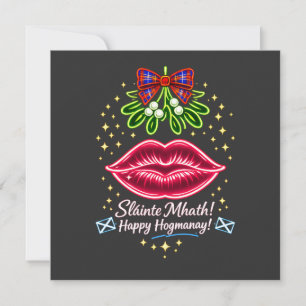 Invitación Regalo de neón de muérdago de Hogmanay escocés