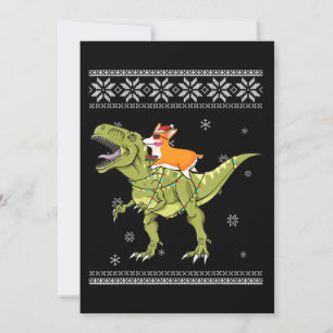 Invitación Regalo de Perro   Corgi Montando T Rex Dinosaurio 