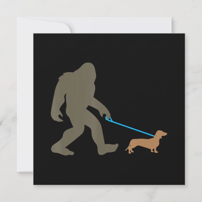 Invitación Regalo de Perro | Dachshund Paseando Bigfoot (Anverso)