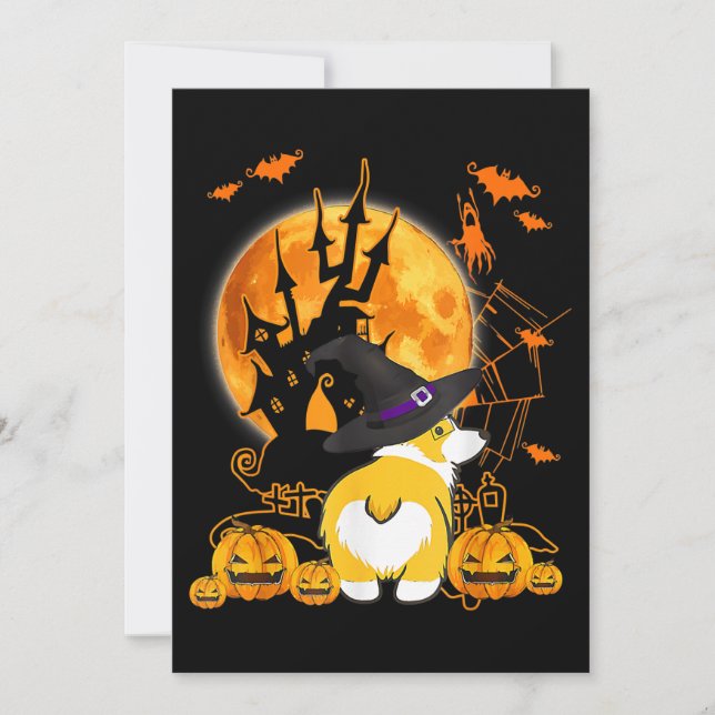 Invitación Regalo de perro | Halloween Corgi (Anverso)