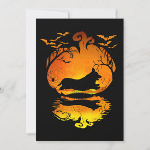 Invitación Regalo de Perro Silueta de Corgi Calabaza Hallow