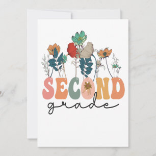 Invitación Regalo de Regreso a Clases Floral de Segundo Grado