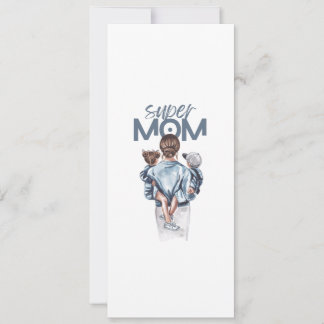 Invitación Regalo de Super Mamá Personalizada con Hijo e Hija