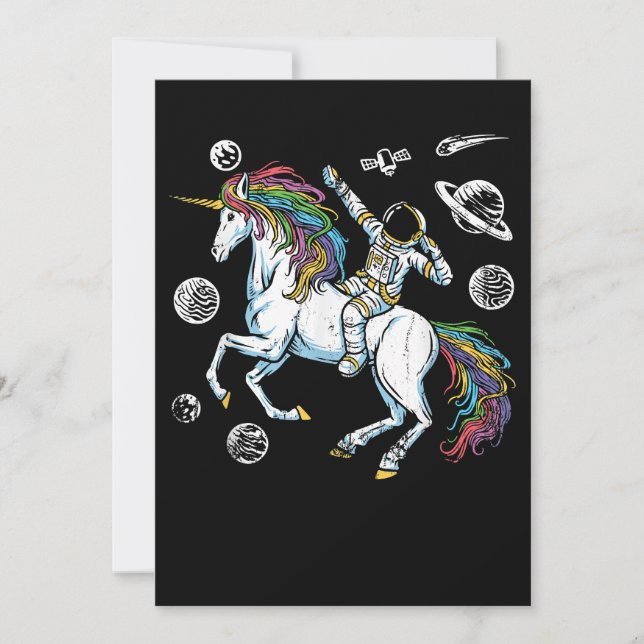 Invitación Regalo de unicornio animal de cosmonauta en el esp (Anverso)