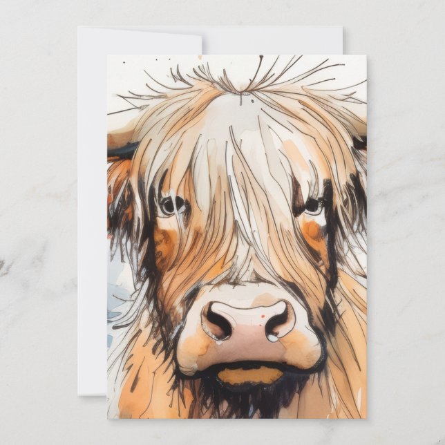 Invitación Regalo de vaca, vaca de las tierras altas  (Anverso)