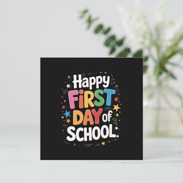 Invitación Regalo de vida de maestro feliz primer día de escu (Anverso de pie)