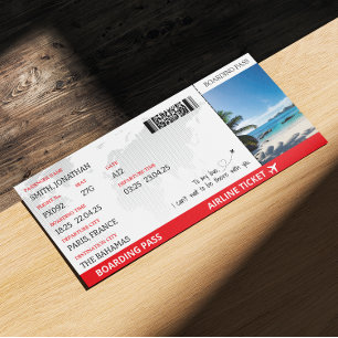 Invitación Regalo de vuelo de pases de embarque de vuelos de 