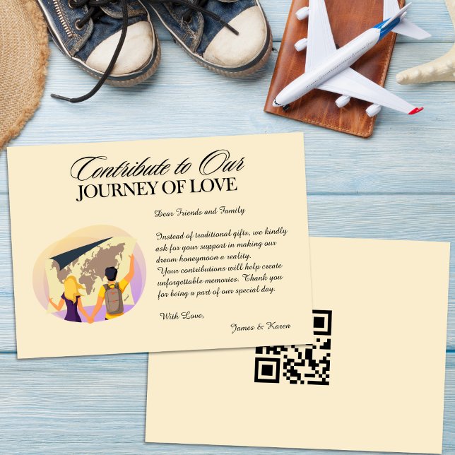Invitación Regalo del Boda de código Qr del Registro del Fond (Honeymoon Fund Registry Qr Code Wedding Gift Invitation)
