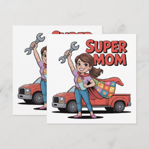 Invitación Regalo del Día de la Madre Héroe de Dibujos Animad