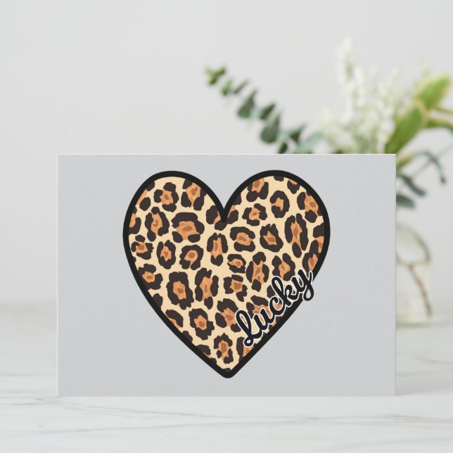 Invitación Regalo del El día de San Valentín Cute Leopard Hea (Anverso de pie)