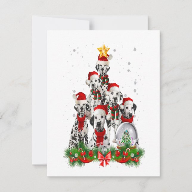 Invitación Regalo divertido de árbol de Navidad de perro dálm (Anverso)
