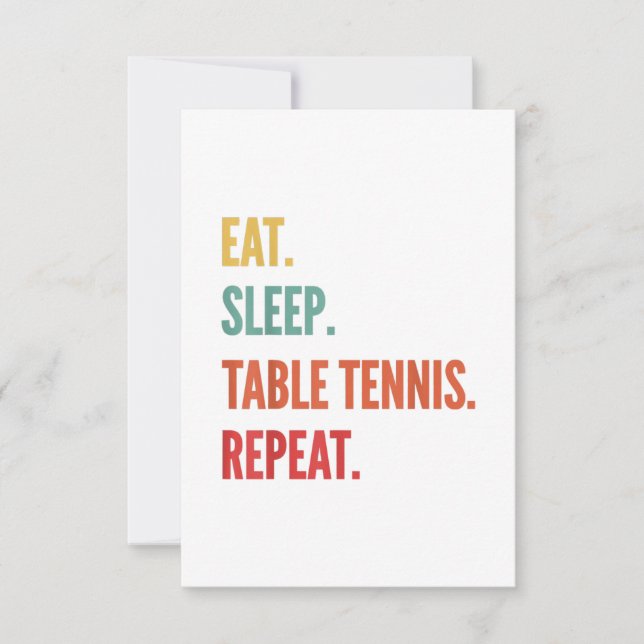 Invitación regalo divertido de tenis de mesa, comer dormir te (Anverso)