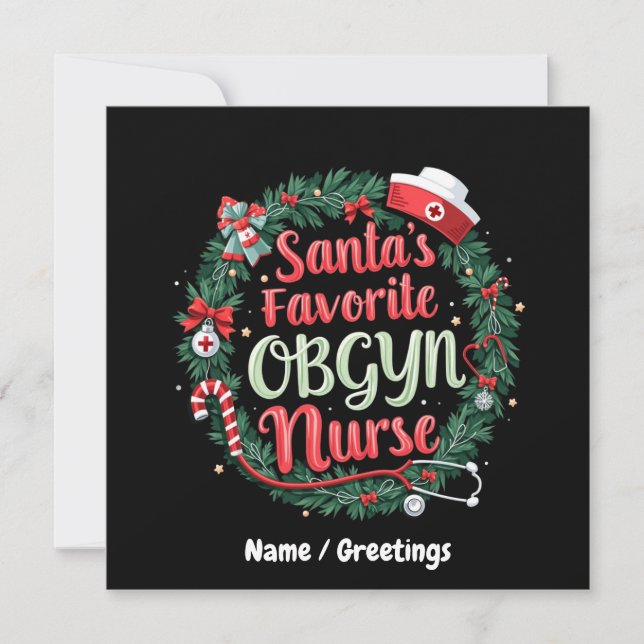 Invitación Regalo favorito de Santa para enfermera de OBGYN p (Anverso)