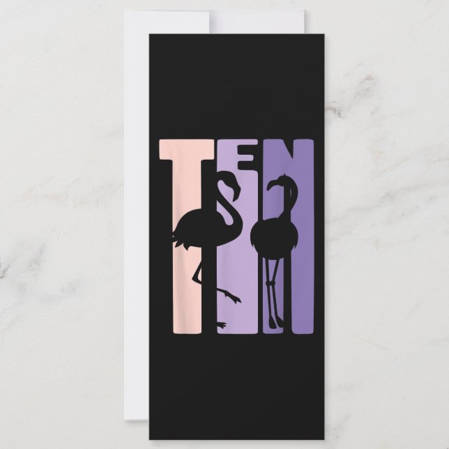 Invitación Regalo lindo de cumpleaños 10 I Flamenco I 10 años (Anverso)