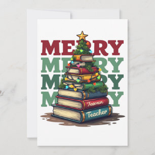 Invitación Regalo para Maestro Feliz Navidad Libros para Ma