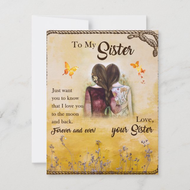 Invitación Regalo para mi hermana, Amantes de la mariposa, He (Anverso)