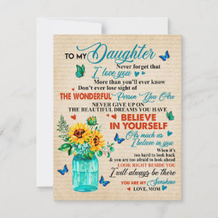Invitación Regalo para mi hija,Amante de las mariposas,Regalo