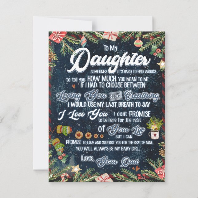 Invitación Regalo para mi hija, Carta de Navidad para hija (Anverso)