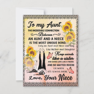 Invitación Regalo para mi tía, regalo de girasol de sobrina