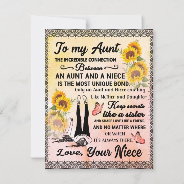 Invitación Regalo para mi tía, regalo de girasol de sobrina (Anverso)