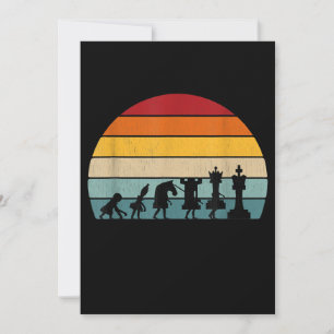 Invitación Regalo Retro Vintage Evolución Ajedrez Para Un Aje