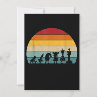 Invitación Regalo Retro Vintage Evolución Ajedrez Para Un Aje